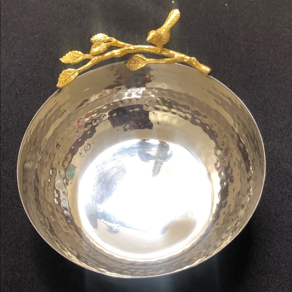 Elegant Silver Bowl with Gold Branch Accent